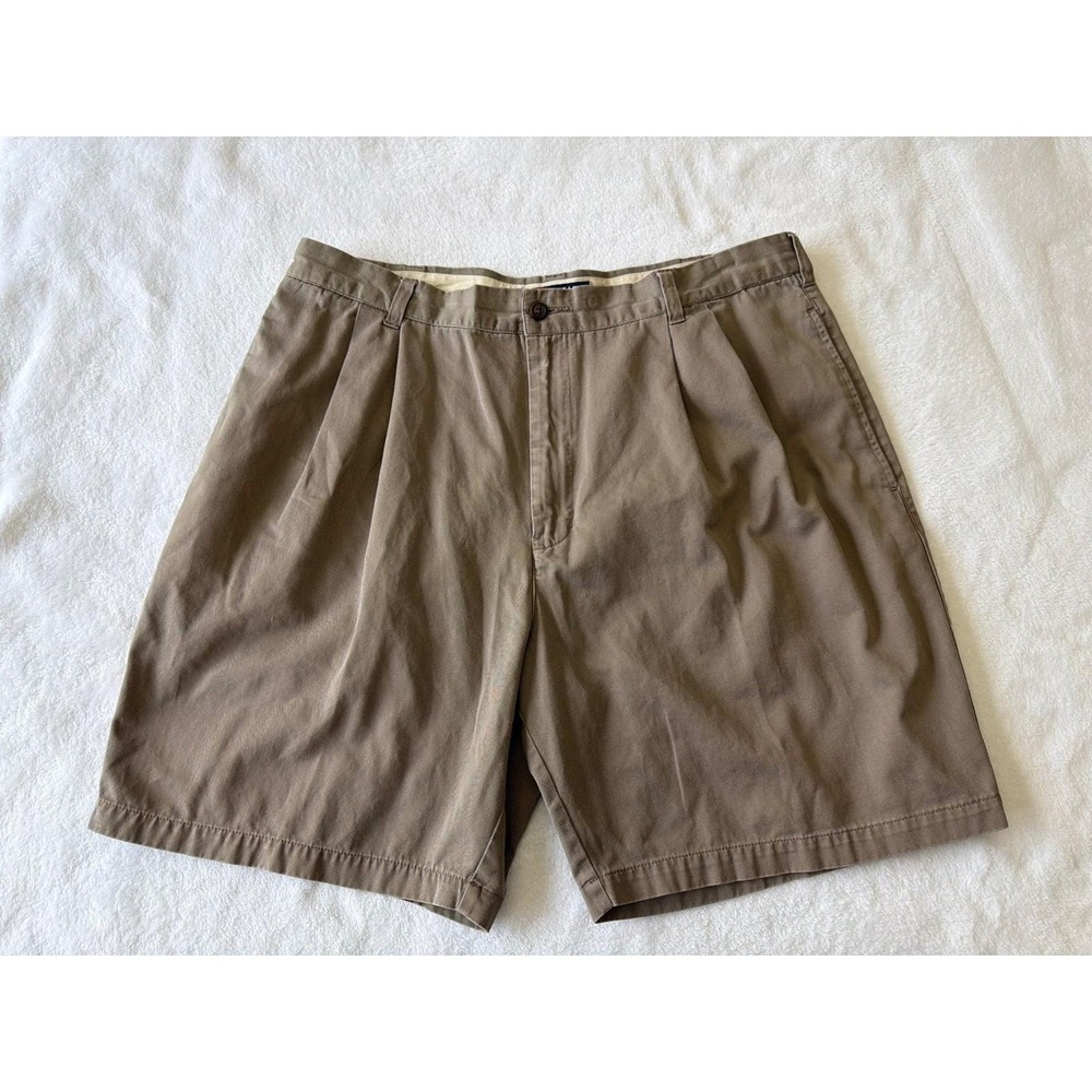 Vintage Chaps Ralph Lauren Shorts Mens 38 Khaki Pleated Cotton Chino Preppy VTG
